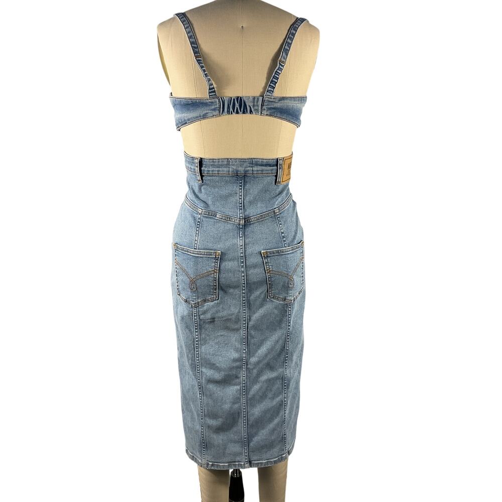 Moschino Structured Blue Button Front Bustier Dre… - image 3